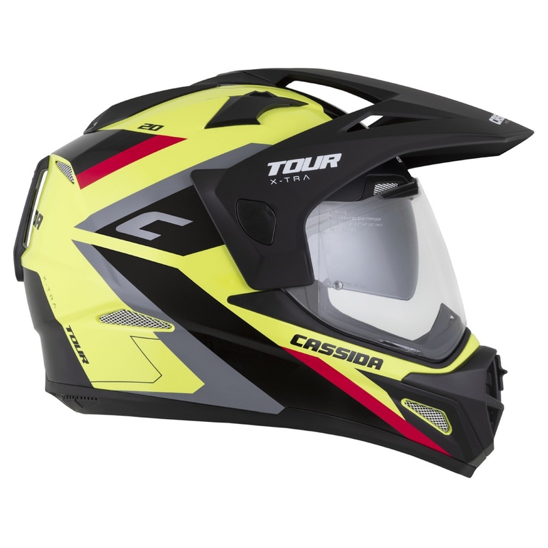 Endurokypärä Cassida Tour 2.0 X-tra fluo-kelta-musta-puna-harmaa, musta matta visiiri