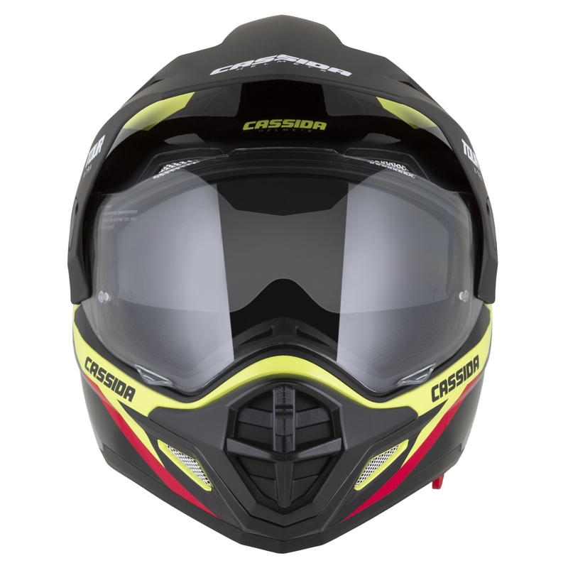 Endurokypärä Cassida Tour 2.0 X-tra fluo-kelta-musta-puna-harmaa, musta matta visiiri