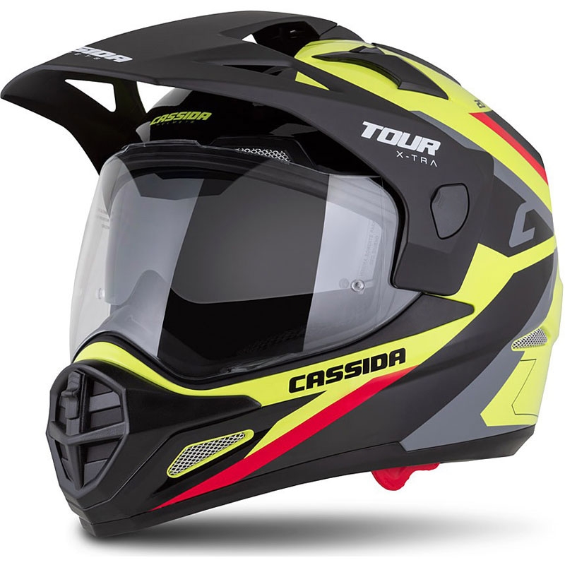 Endurokypärä Cassida Tour 2.0 X-tra fluo-kelta-musta-puna-harmaa, musta matta visiiri