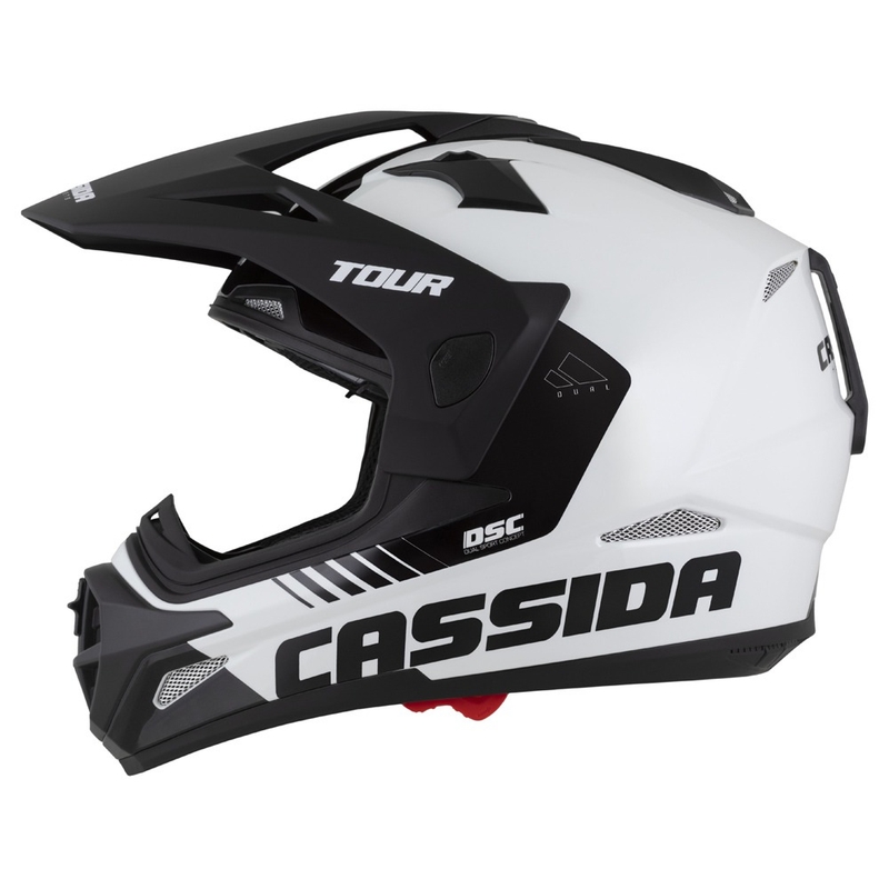 Endurokypärä Cassida Tour 2.0 X-tra matta vihreä-harmaa-musta mustalla mattapintaisella visiirillä.