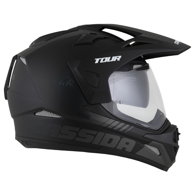 Enduro kypärä Cassida Tour 2.0 Dual matta musta-harmaa mustalla mattapintaisella visiirillä.