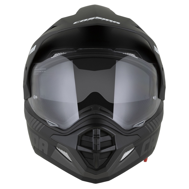 Enduro kypärä Cassida Tour 2.0 Dual matta musta-harmaa mustalla mattapintaisella visiirillä.