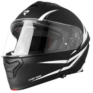 Flip-up moottoripyöräilykypärä Street Racer Fury mattamusta ja valkoinen