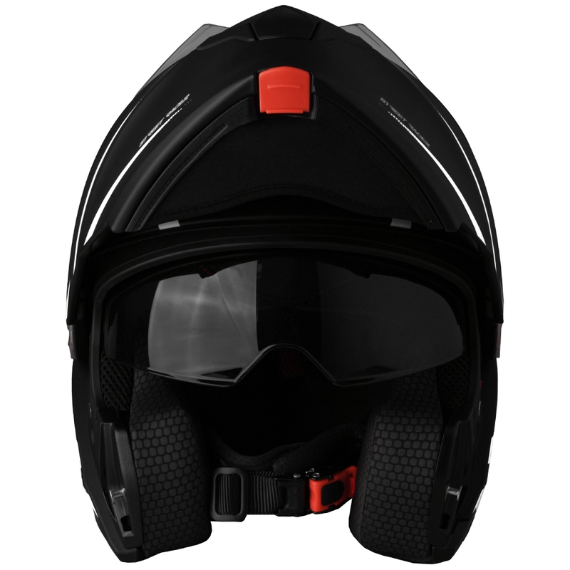 Flip-up moottoripyöräilykypärä Street Racer Fury mattamusta ja valkoinen