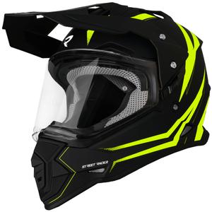 Enduro moottoripyöräilykypärä Street Racer Ignite matta musta-fluo keltainen