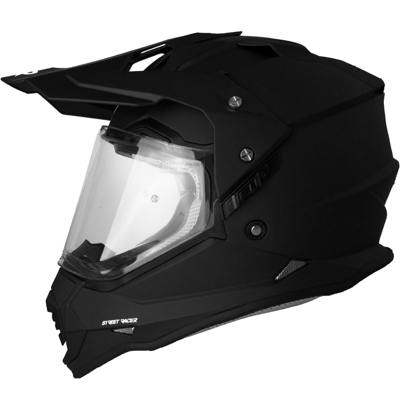 Enduro-moottoripyöräkypärä Street Racer Ignite mattamusta