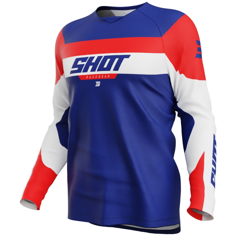 Lasten motocross pelipaita Shot Draw League sininen-punainen