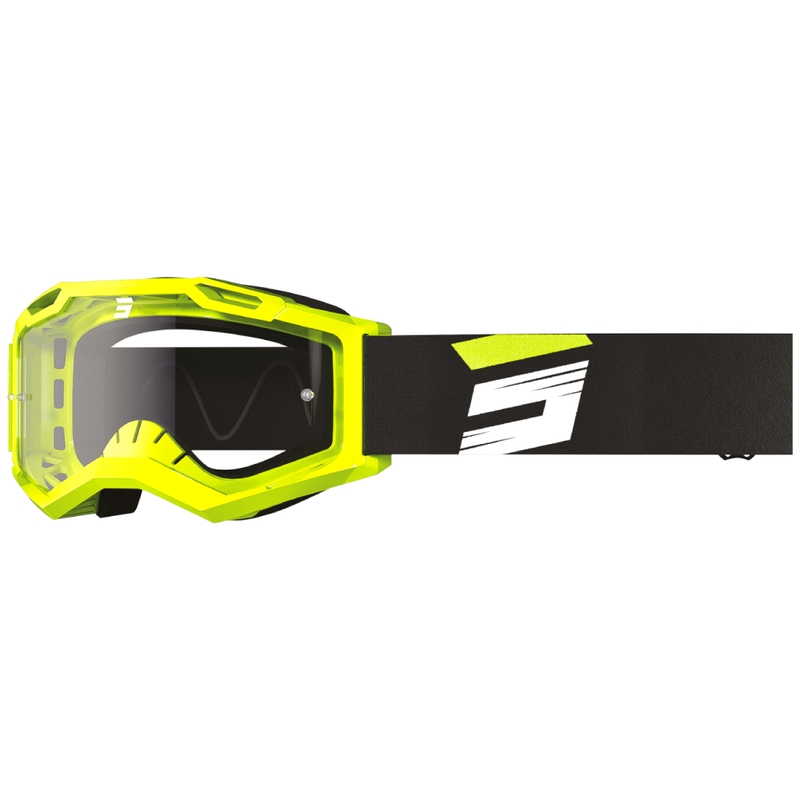 Motocross lasit Shot Assault 2.0 Claw fluo keltainen kirkkaalla pleksillä.