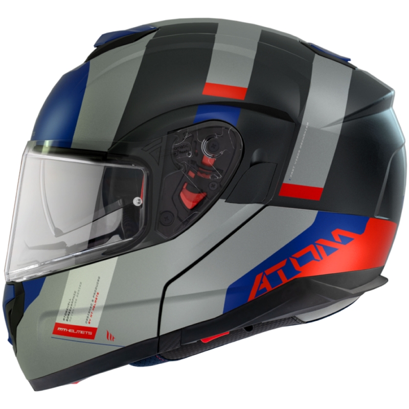 Vyklápěcí přilba na motorku MT Atom SV Gorex C12 černo-šedo-modro-červená výprodej