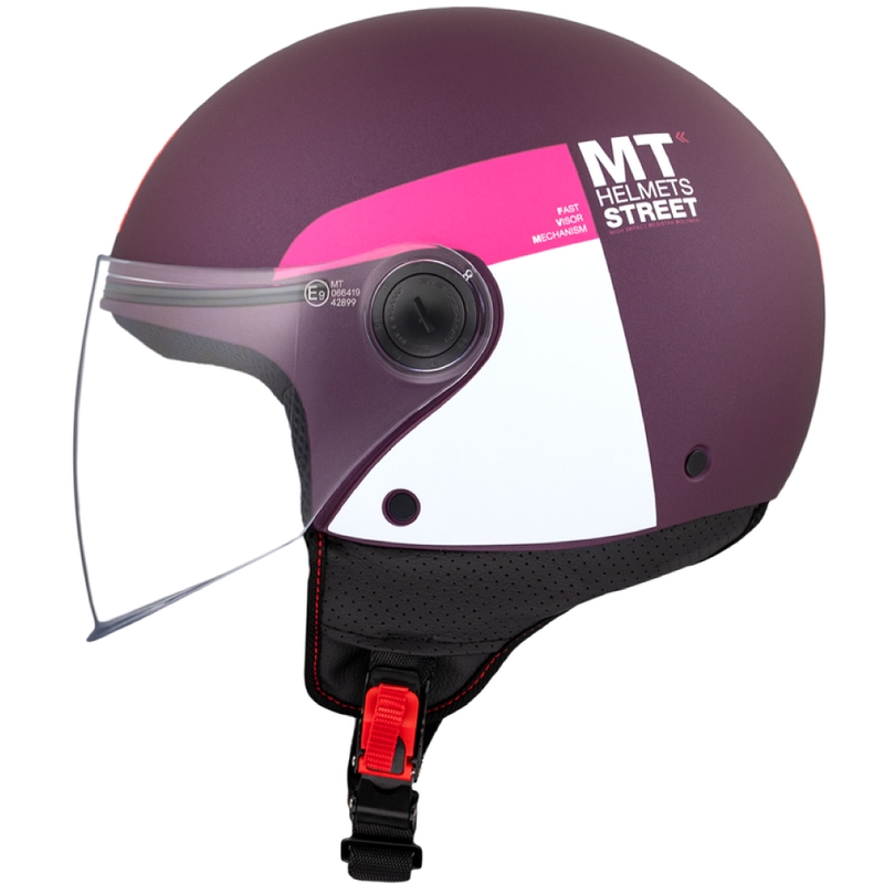 Otevřená helma na motorku MT STREET INBOARD C8 matná fialovo-růžová