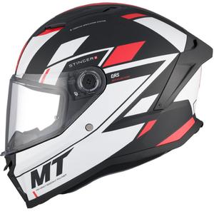 MT Stinger 2 Solid Zivze integraalinen moottoripyöräilykypärä valkoinen-musta-punainen mattainen