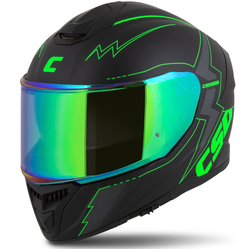 Integral moottoripyöräilykypärä Cassida Integral GT 2.1 Flash musta-fluo-vihreä-harmaa