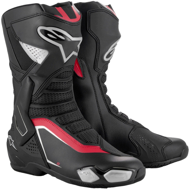 Alpinestars SMX-6 3 musta-hopea-punainen moottoripyöräsaappaat