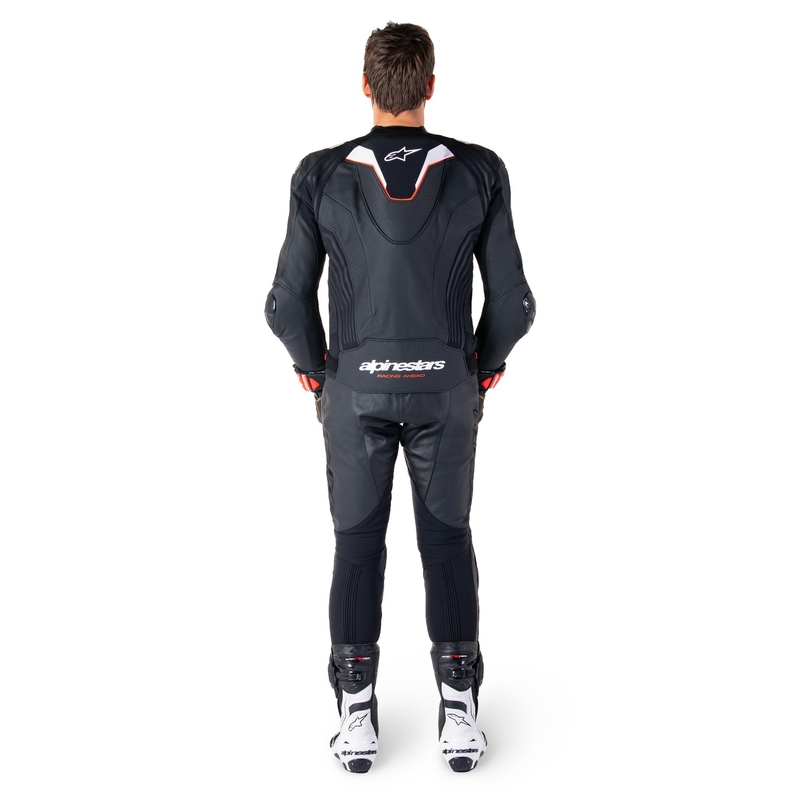 Alpinestars Missile 3 Ignition Musta ja valkoinen nahkainen moottoripyörä takki