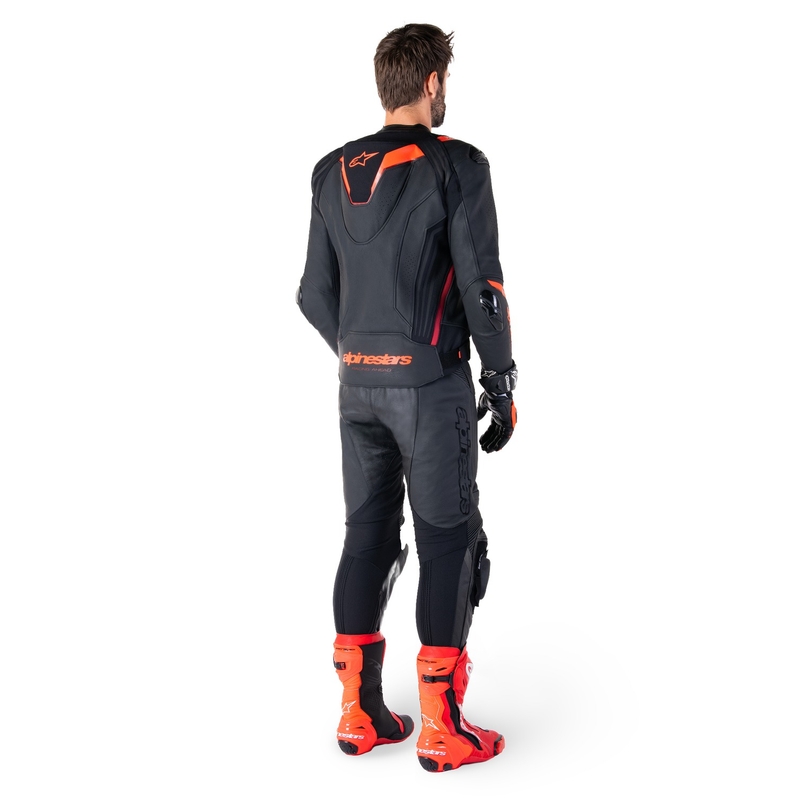 Alpinestars Missile 3 Ignition Musta-Fluo Punainen-Tumma Punainen Nahka Moottoripyöräily takki