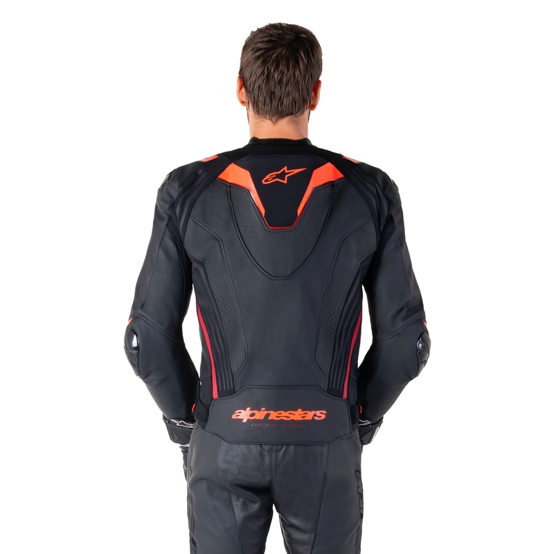 Alpinestars Missile 3 Ignition Musta-Fluo Punainen-Tumma Punainen Nahka Moottoripyöräily takki