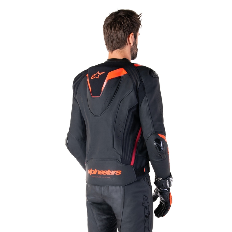Alpinestars Missile 3 Ignition Musta-Fluo Punainen-Tumma Punainen Nahka Moottoripyöräily takki