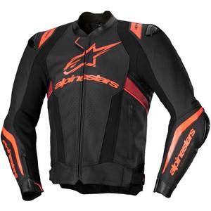 Alpinestars Missile 3 Ignition Musta-Fluo Punainen-Tumma Punainen Nahka Moottoripyöräily takki