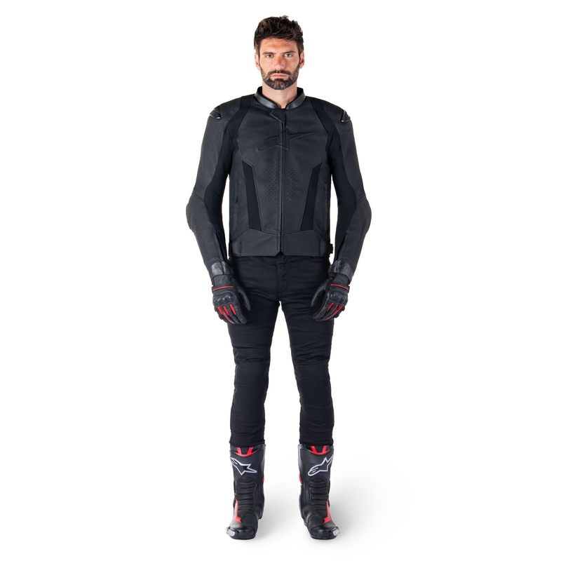 Alpinestars Missile 3 Musta Nahka Moottoripyöräily takki
