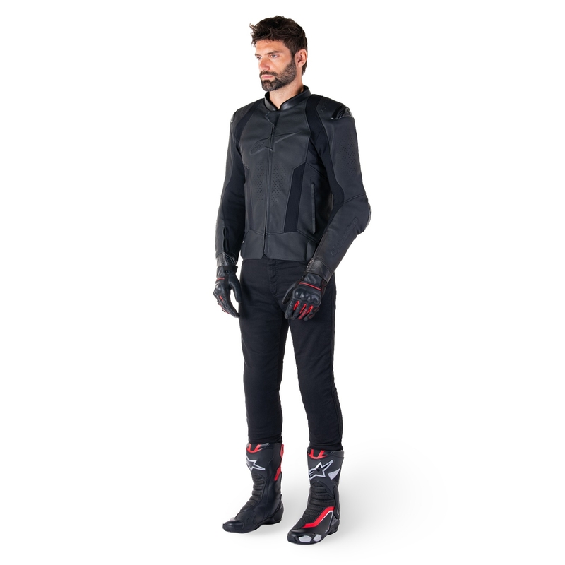 Alpinestars Missile 3 Musta Nahka Moottoripyöräily takki