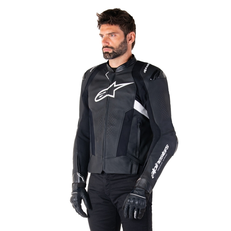 Alpinestars Missile 3 mustavalkoinen nahkainen moottoripyörätakki