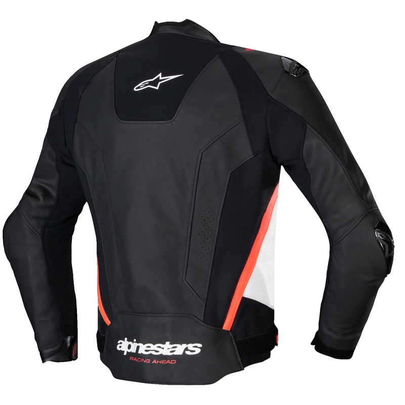 Alpinestars Missile 3 Musta-Valkoinen-Fluo Red Nahka Moottoripyöräily takki