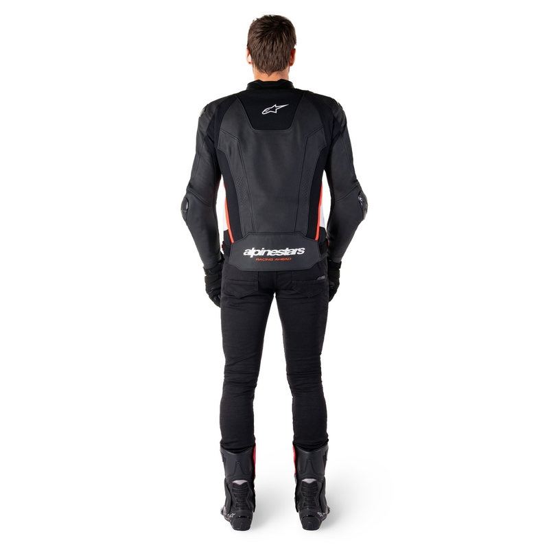 Alpinestars Missile 3 Musta-Valkoinen-Fluo Red Nahka Moottoripyöräily takki