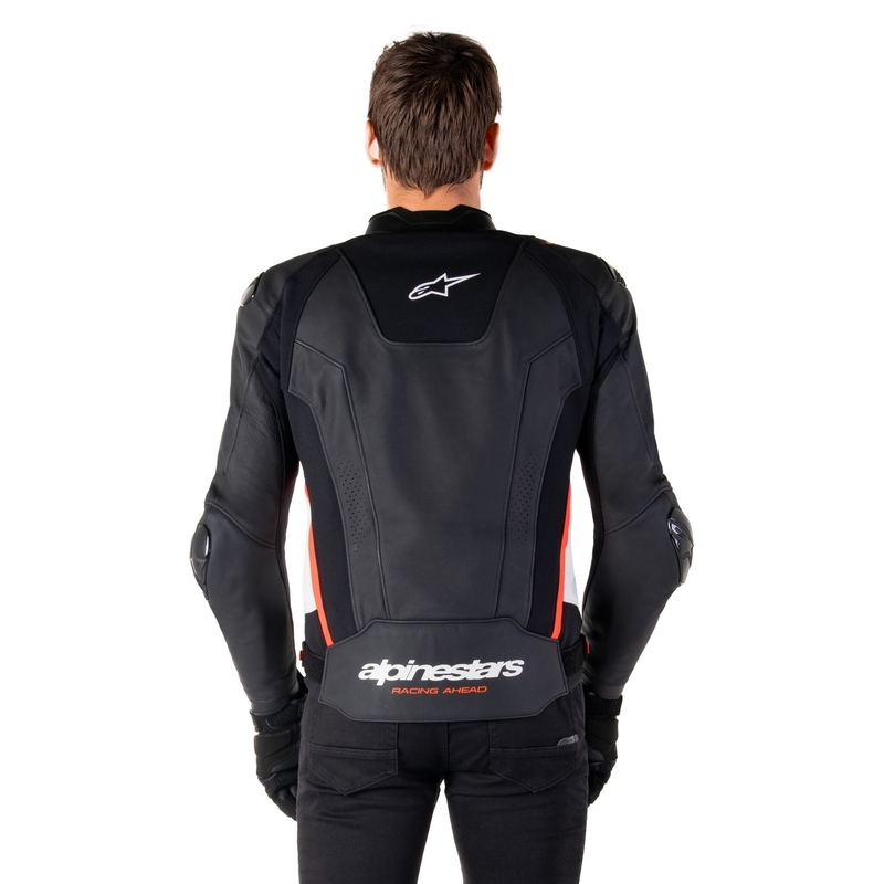 Alpinestars Missile 3 Musta-Valkoinen-Fluo Red Nahka Moottoripyöräily takki