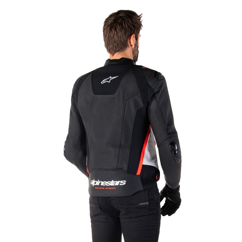 Alpinestars Missile 3 Musta-Valkoinen-Fluo Red Nahka Moottoripyöräily takki