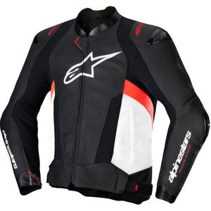 Alpinestars Missile 3 Musta-Valkoinen-Fluo Red Nahka Moottoripyöräily takki