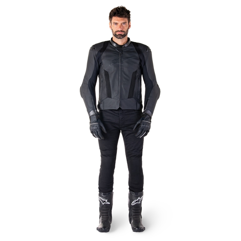 Alpinestars Missile 3 Airflow Musta Nahka Moottoripyöräily takki