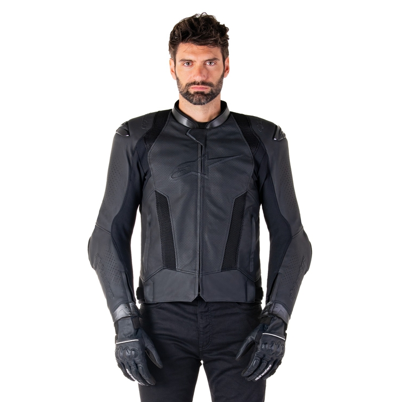 Alpinestars Missile 3 Airflow Musta Nahka Moottoripyöräily takki