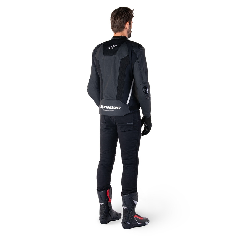 Alpinestars Missile 3 Airflow Musta ja valkoinen nahkainen moottoripyörä takki