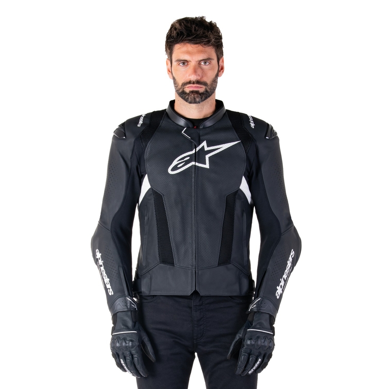 Alpinestars Missile 3 Airflow Musta ja valkoinen nahkainen moottoripyörä takki