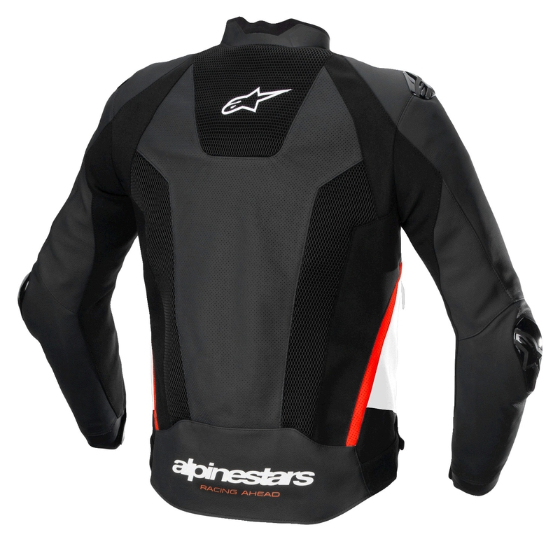 Alpinestars Missile 3 Airflow Musta-valkoinen-fluo-punainen nahkamallinen moottoripyöräily takki