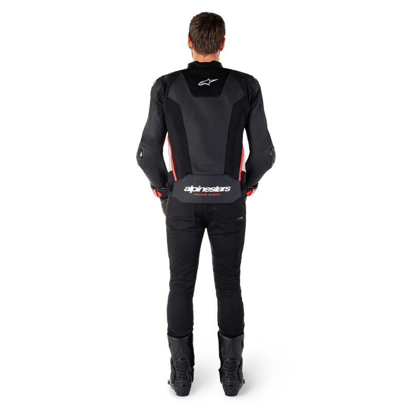 Alpinestars Missile 3 Airflow Musta-valkoinen-fluo-punainen nahkamallinen moottoripyöräily takki