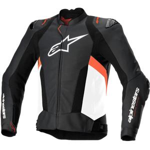 Alpinestars Missile 3 Airflow Musta-valkoinen-fluo-punainen nahkamallinen moottoripyöräily takki