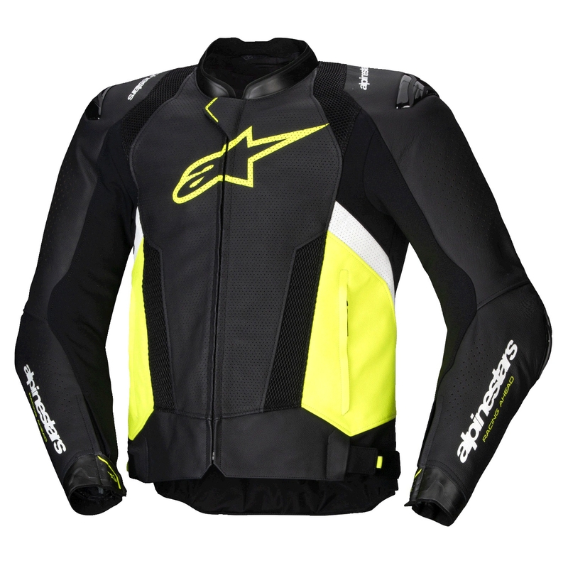 Alpinestars Missile 3 Airflow Musta-Fluo Keltainen-valkoinen Nahkainen Moottoripyöräily takki