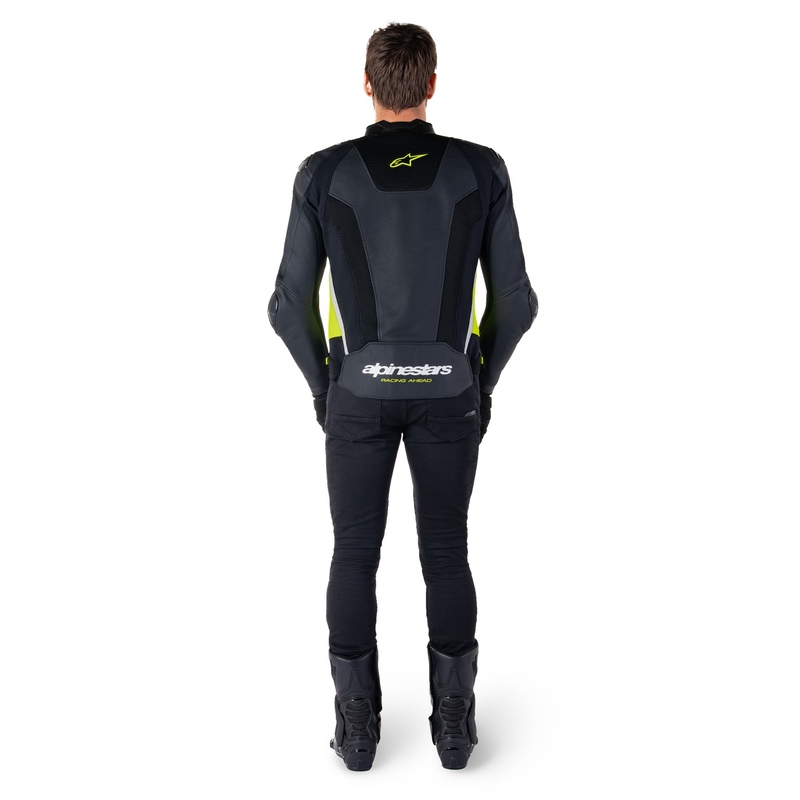 Alpinestars Missile 3 Airflow Musta-Fluo Keltainen-valkoinen Nahkainen Moottoripyöräily takki
