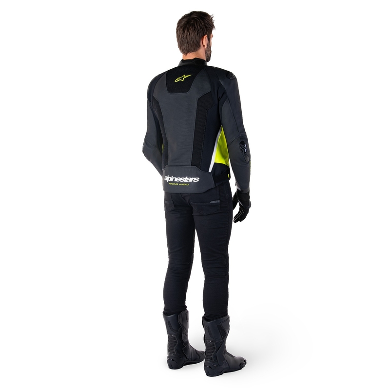 Alpinestars Missile 3 Airflow Musta-Fluo Keltainen-valkoinen Nahkainen Moottoripyöräily takki