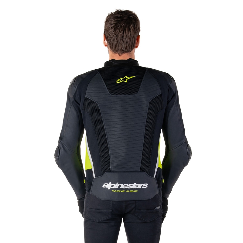 Alpinestars Missile 3 Airflow Musta-Fluo Keltainen-valkoinen Nahkainen Moottoripyöräily takki
