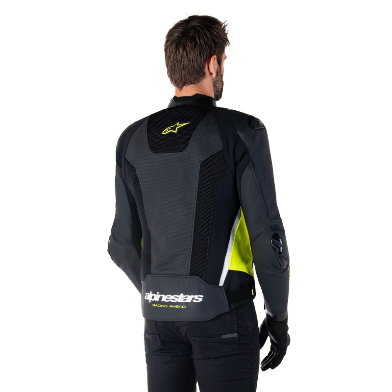 Alpinestars Missile 3 Airflow Musta-Fluo Keltainen-valkoinen Nahkainen Moottoripyöräily takki