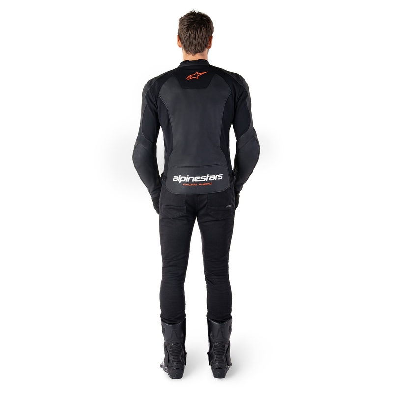 Alpinestars Faster 3 musta-fluo-punainen nahkainen moottoripyörätakki