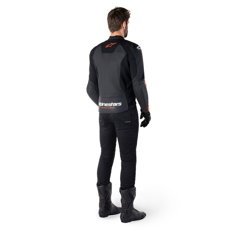 Alpinestars Faster 3 musta-fluo-punainen nahkainen moottoripyörätakki
