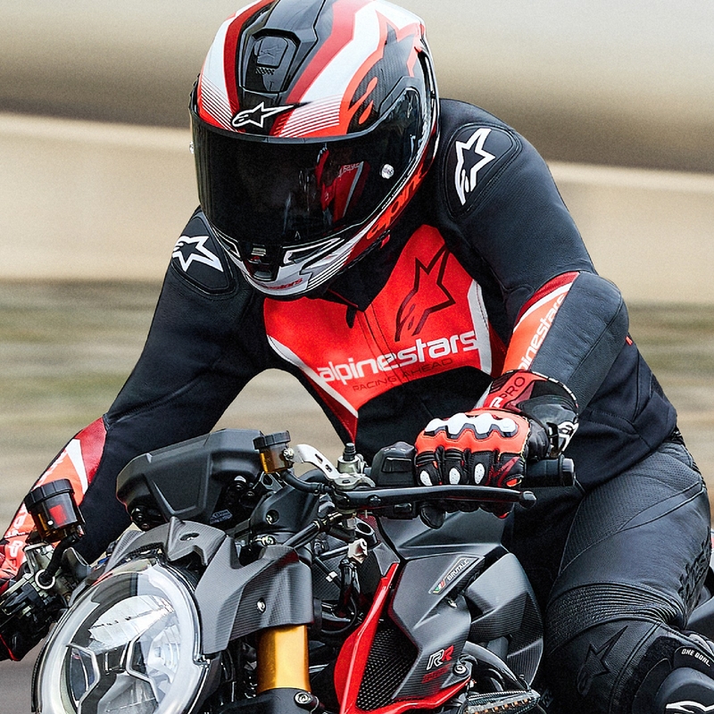 Alpinestars Faster 3 musta-fluo-punainen nahkainen moottoripyörätakki