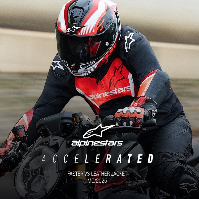 Alpinestars Faster 3 musta-fluo-punainen nahkainen moottoripyörätakki