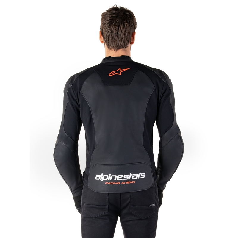 Alpinestars Faster 3 musta-fluo-punainen nahkainen moottoripyörätakki
