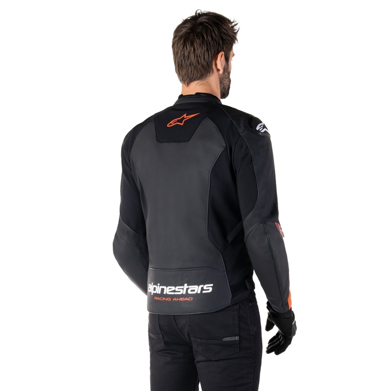 Alpinestars Faster 3 musta-fluo-punainen nahkainen moottoripyörätakki