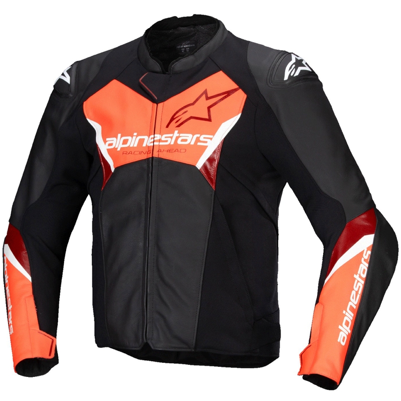 Alpinestars Faster 3 musta-fluo-punainen nahkainen moottoripyörätakki
