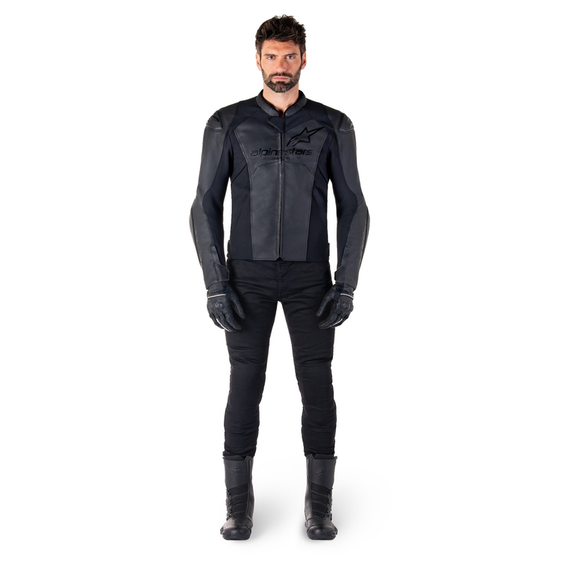 Alpinestars Faster 3 Musta nahkainen moottoripyöräily takki